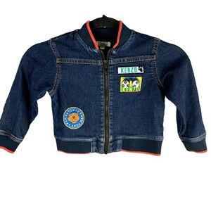 KENZO KIDS DENIM PATCH BOMBER JACKET